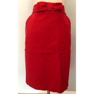 Halogen red bow pencil skirt